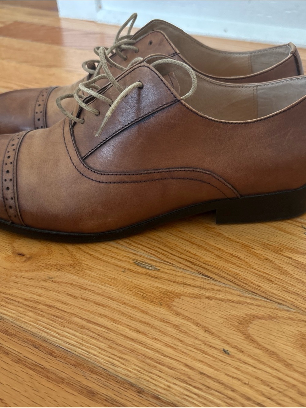 JACKSON Men's Tan Leather Derby Shoes
